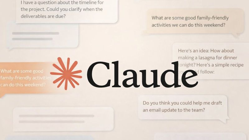 Logo Claude avec symbole étoile et bulles de discussion AI.