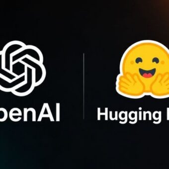 Logos OpenAI et Hugging Face, intelligence artificielle.