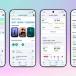 Google Health pourrait expliquer vos analyses médicales en images Quatre écrans de smartphone affichant l'application Google Health.