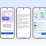 Application Google Health avec coach IA et suivi de la santé sur smartphone.