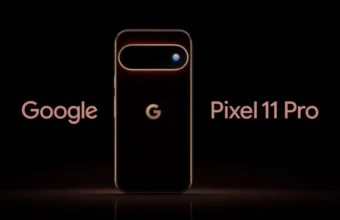 Téléphone Google Pixel 11 Pro concept, design élégant sur fond noir.