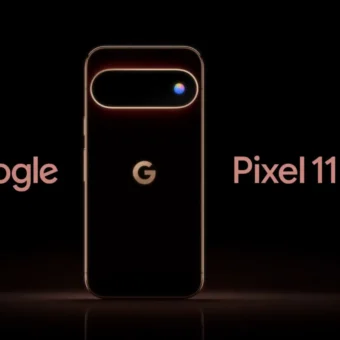 Téléphone Google Pixel 11 Pro concept, design élégant sur fond noir.