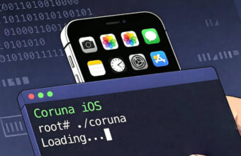 Jailbreak iPhone iOS via terminal Coruna. Code binaire.