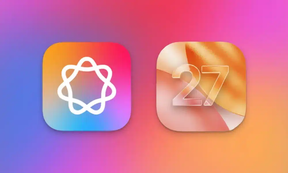 Deux icônes d'applications : motif abstrait blanc et nombre 27.
