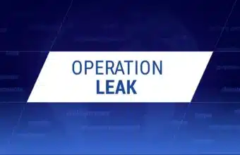 Bannière "Operation Leak" avec mots-clés de cybersécurité en arrière-plan.