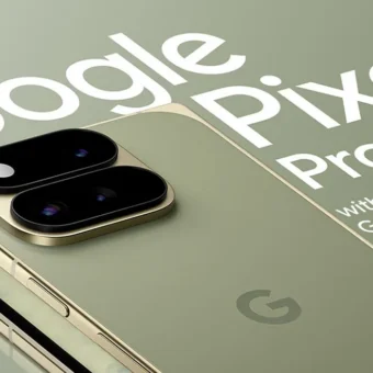 Google Pixel 11 Pro Fold vert, double caméra, intelligence Gemini.