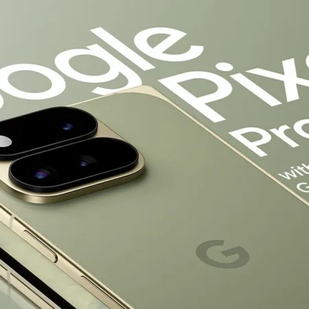 Google Pixel 11 Pro Fold vert, double caméra, intelligence Gemini.