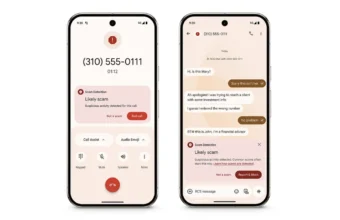 Téléphones affichant la détection d'appels et messages frauduleux.