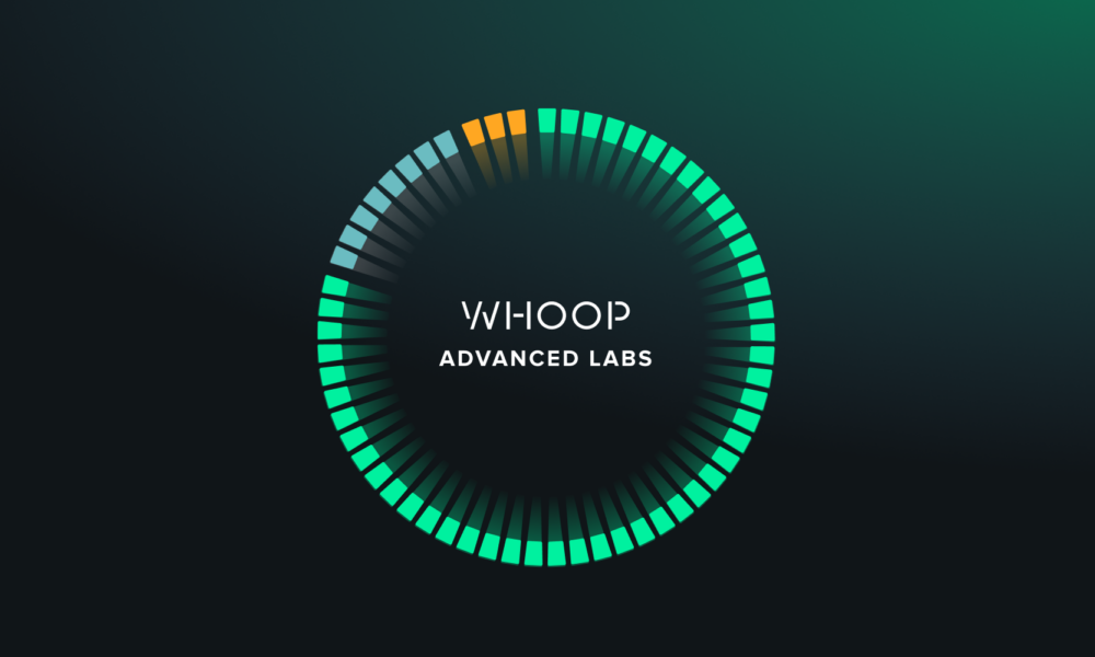 Logo Whoop Advanced Labs avec indicateur de progression coloré.