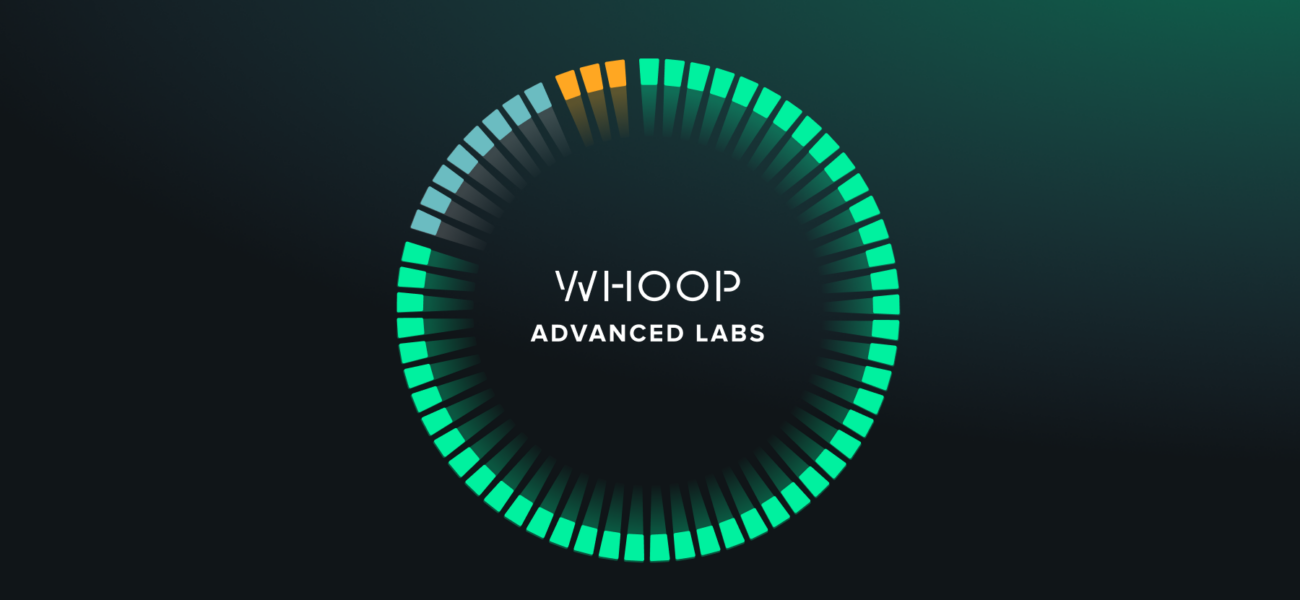 Logo Whoop Advanced Labs avec indicateur de progression coloré.