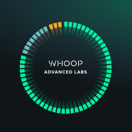 Logo Whoop Advanced Labs avec indicateur de progression coloré.