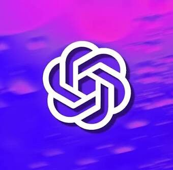 Logo OpenAI ChatGPT sur fond dégradé violet et rose.