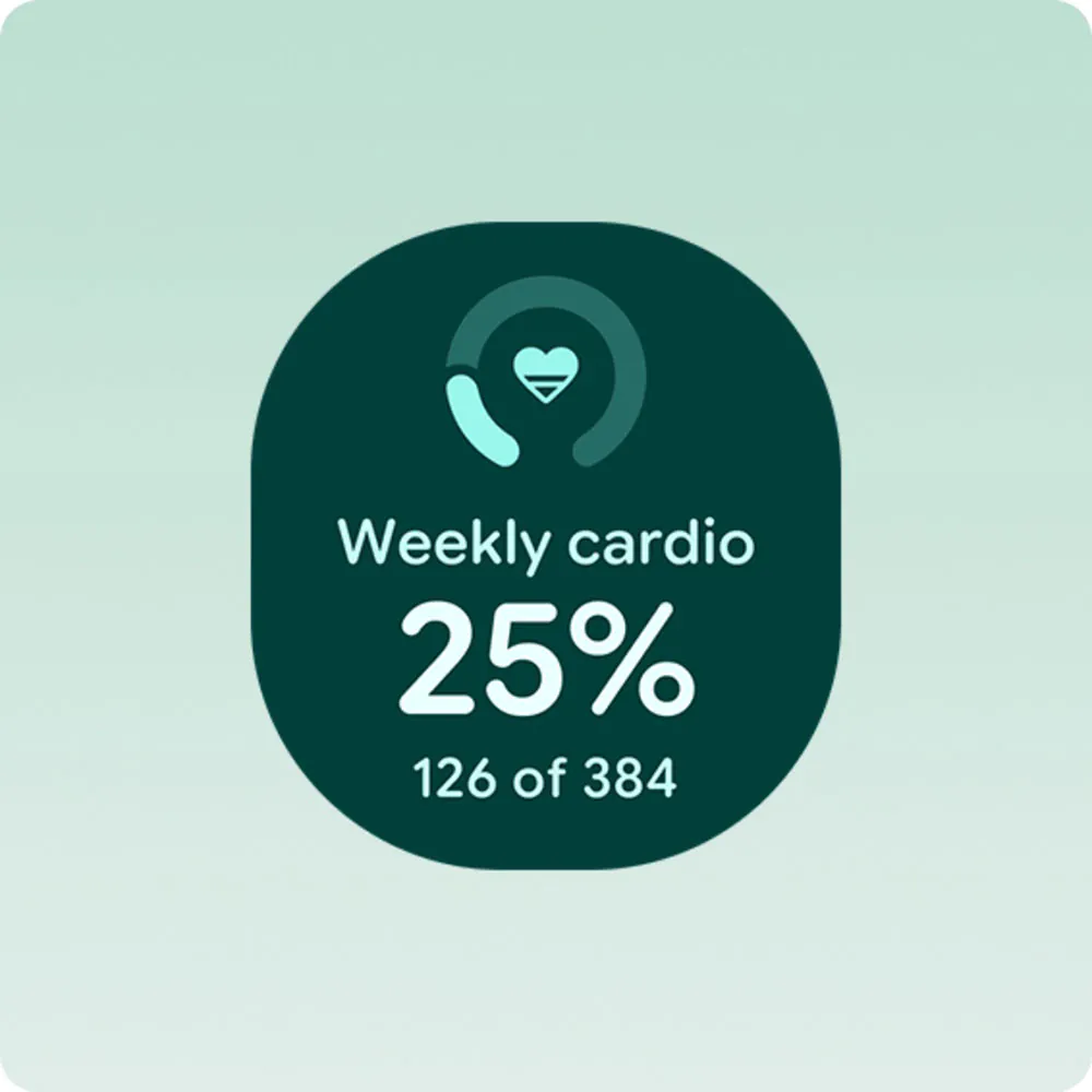Progression cardio hebdomadaire : 25% (126 sur 384).