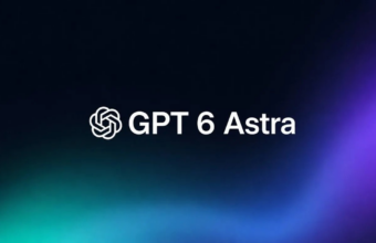 Logo OpenAI et texte GPT 6 Astra sur fond dégradé.